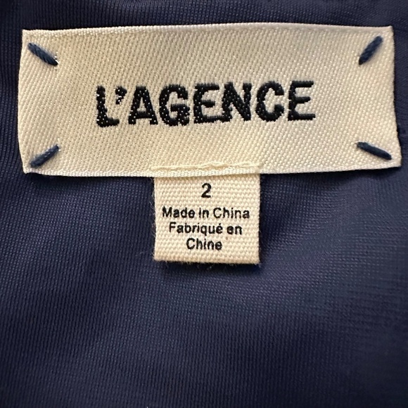 L’Agence Womens Size 2 Dries Gold/Blue Metallic V-Neck Mini Ruched Dress Party - Picture 11 of 16